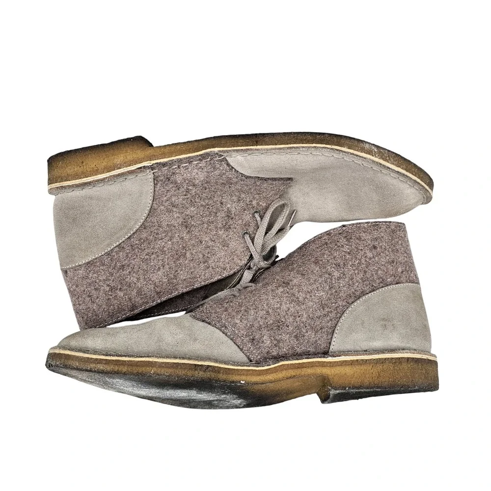 Clarks Mens Size 13 M US GUC Grey Felt & Suede Crepe Outsole Chukka Desert Boots